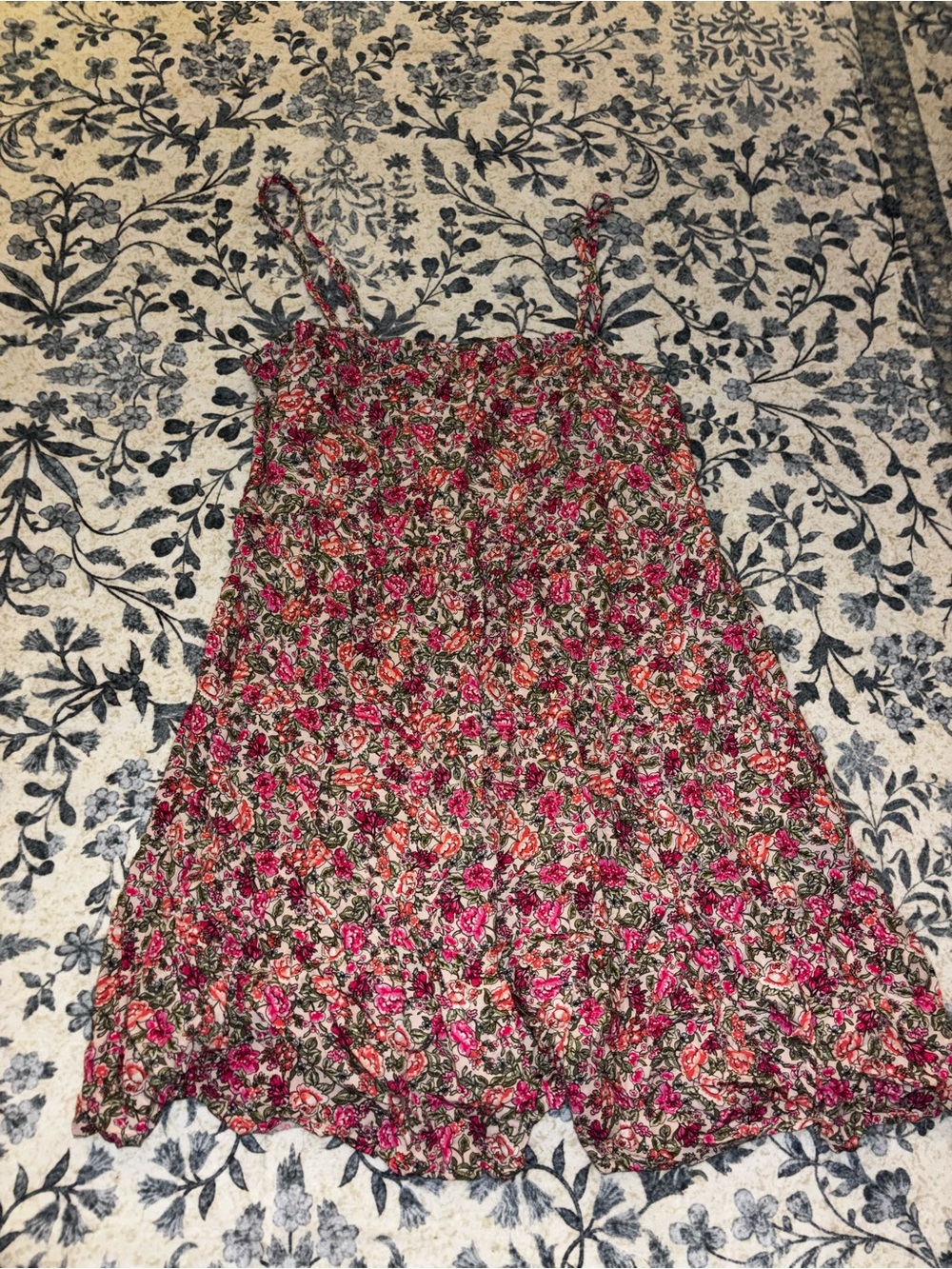 Old Navy Pink and Green Floral Smocked Mini Sundress